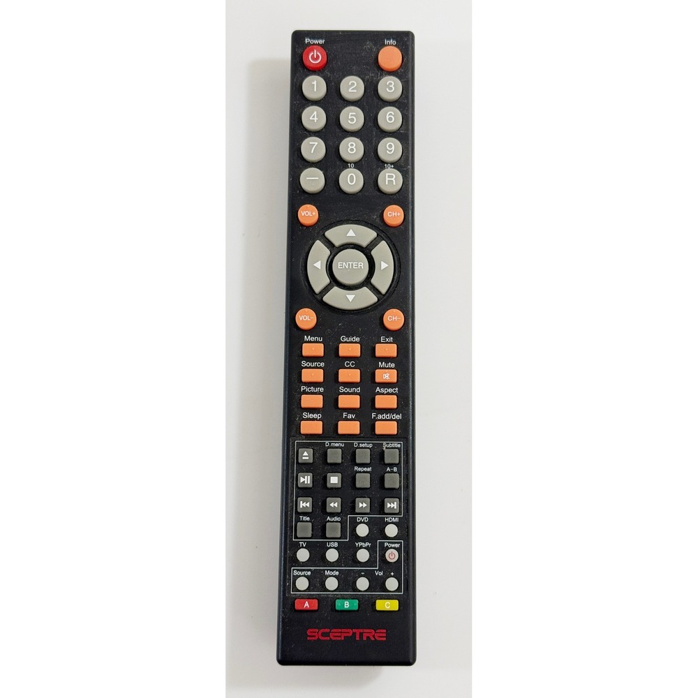 Sceptre TV Remote Control Black Replacement Multimedia Controller